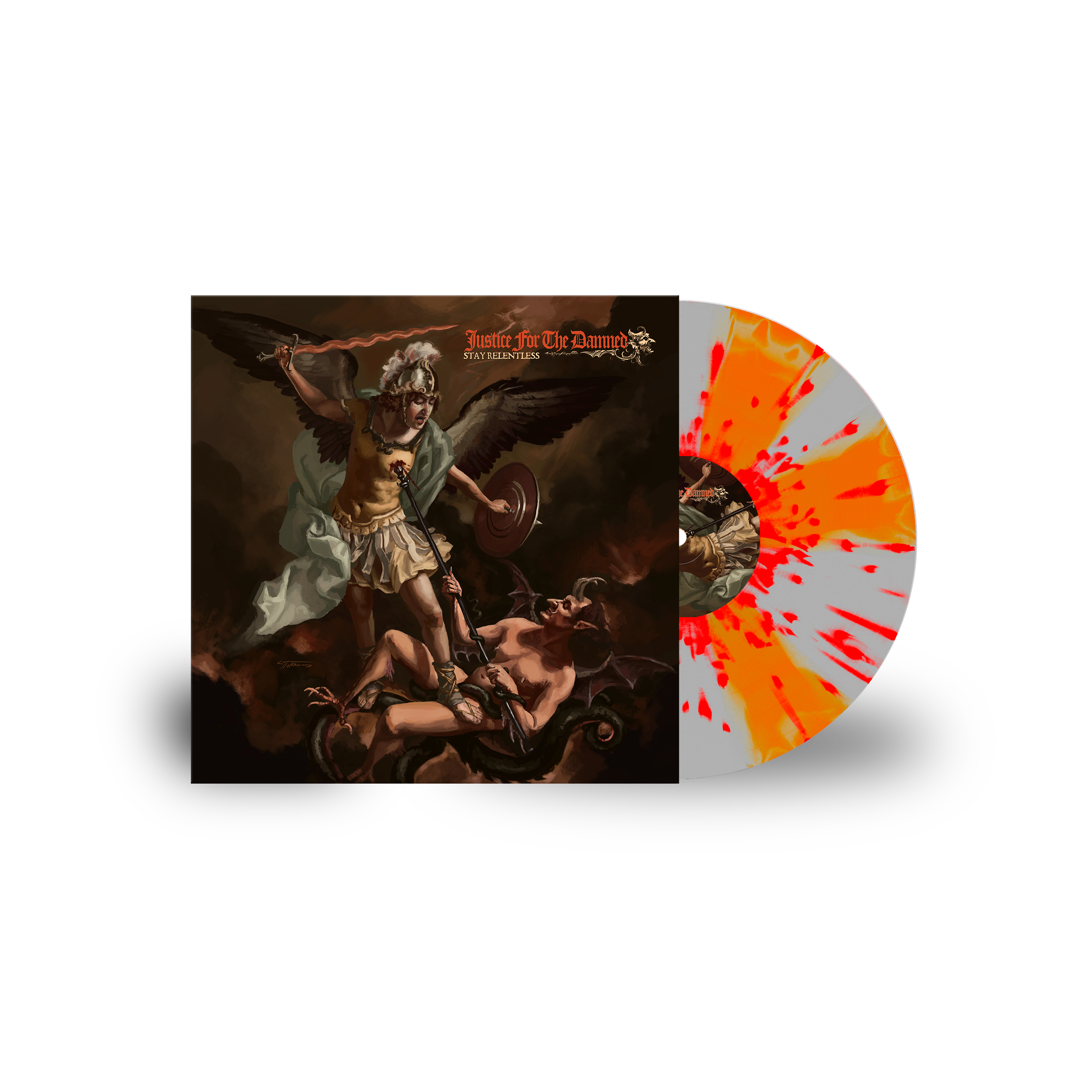 Stay Relentless 12" - Orange & Grey Spokes w/ Red Splatter