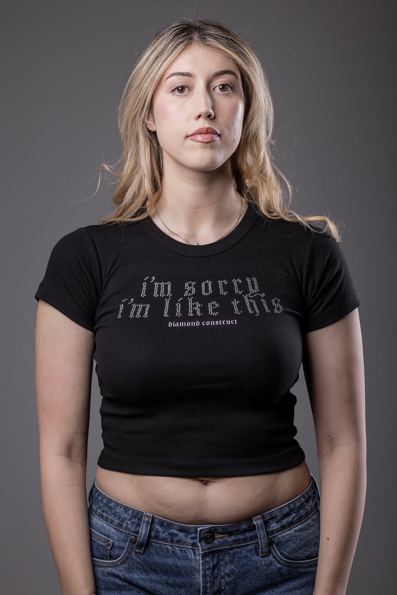 I'm Sorry I'm Like This - Rhinestone Crop Top