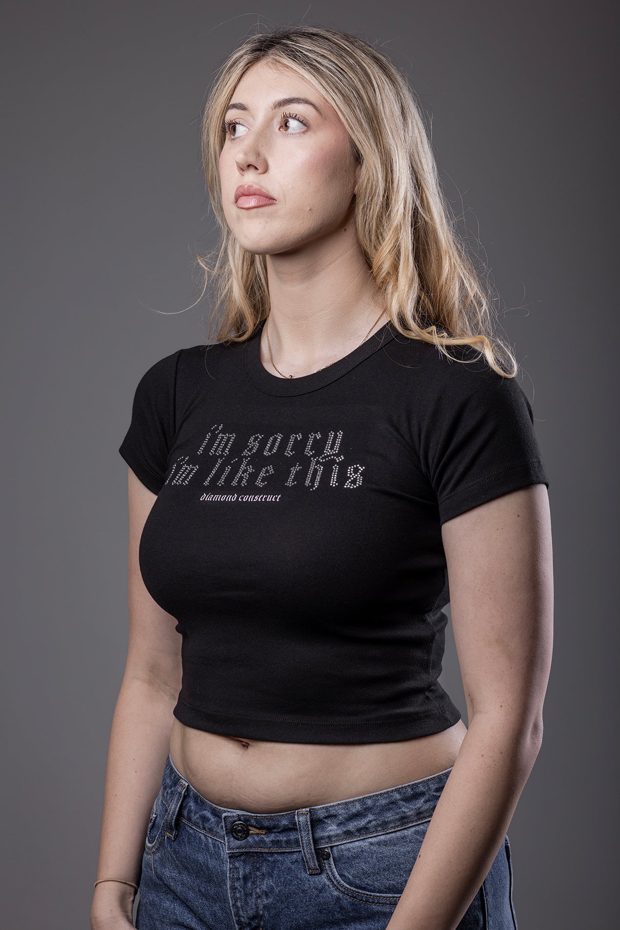 I'm Sorry I'm Like This - Rhinestone Crop Top