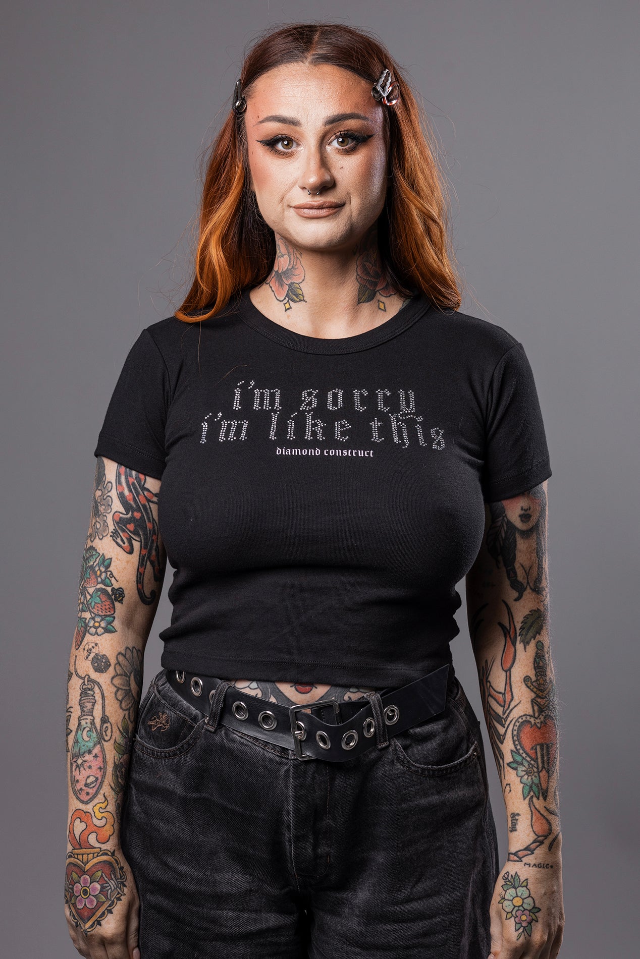 I'm Sorry I'm Like This - Rhinestone Crop Top