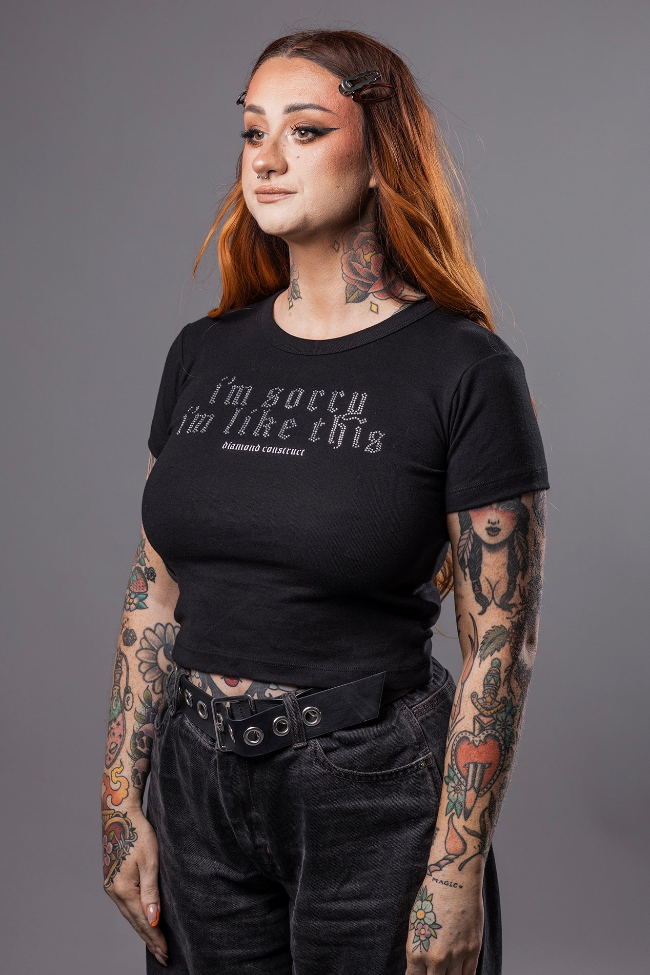 I'm Sorry I'm Like This - Rhinestone Crop Top