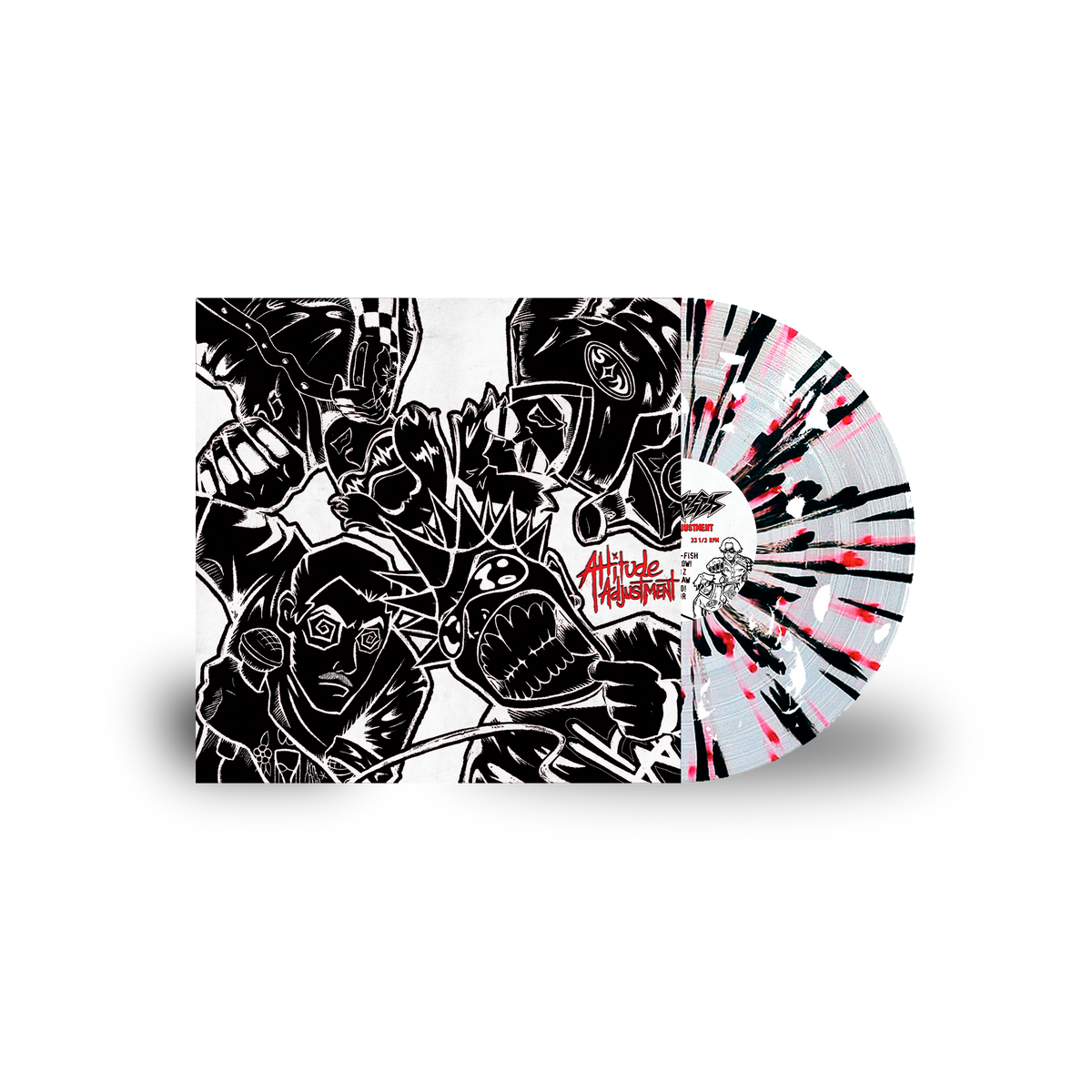 Attitude Adjustment 12" - Clear w/ Black, Red, White Splatter
