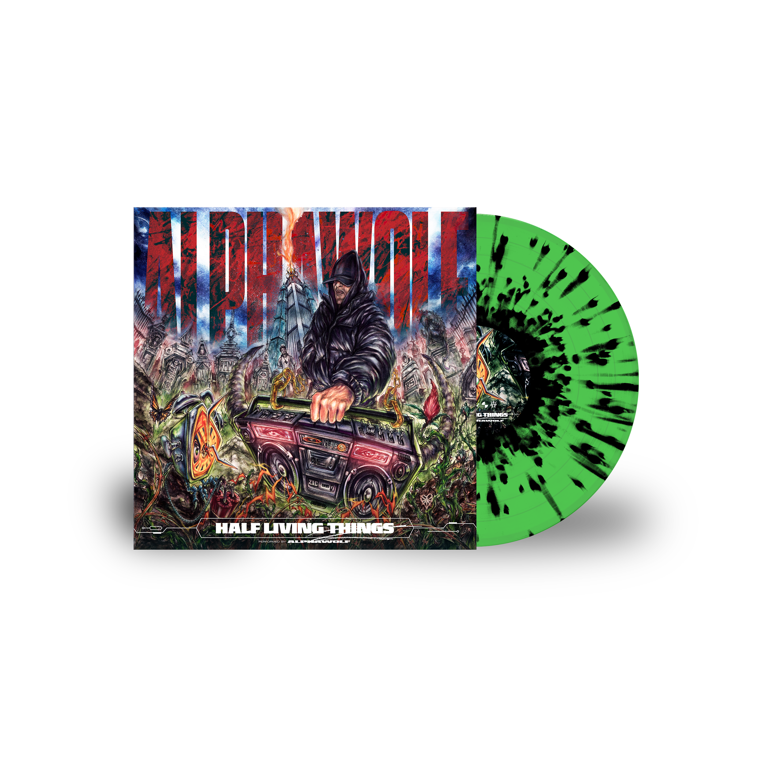 Half Living Things 12" Transparent Green w/ Black Splatter